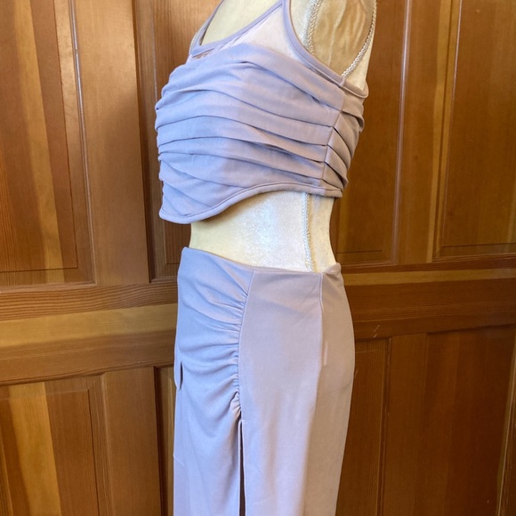 Ruched Crop Cami Top & Split Skirt Set. - Picture 12 of 15